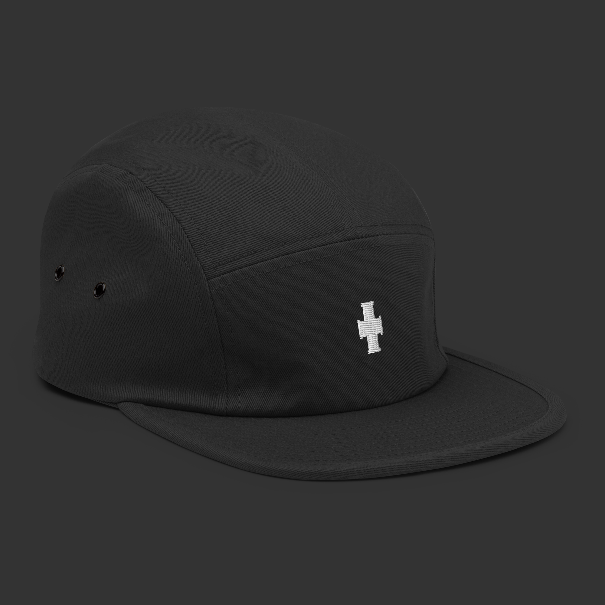 5 Panel Guild Issue Cross Cap — Black